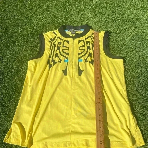 Jamie Sadock Womens Sleeveless Tank Top Yellow Black XL - Picture 2 of 5
